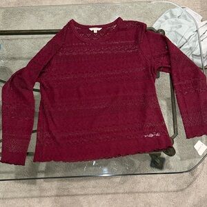 Lucky Brand Deep Red Lace Top